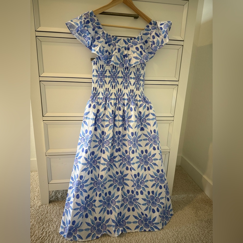 Hill House Akilah Blue Shell Midi Dress Size S